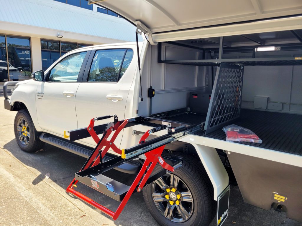 Hidrive Dropdown Fridge Slide accessories for Ute, Trailer and Truck service bodies