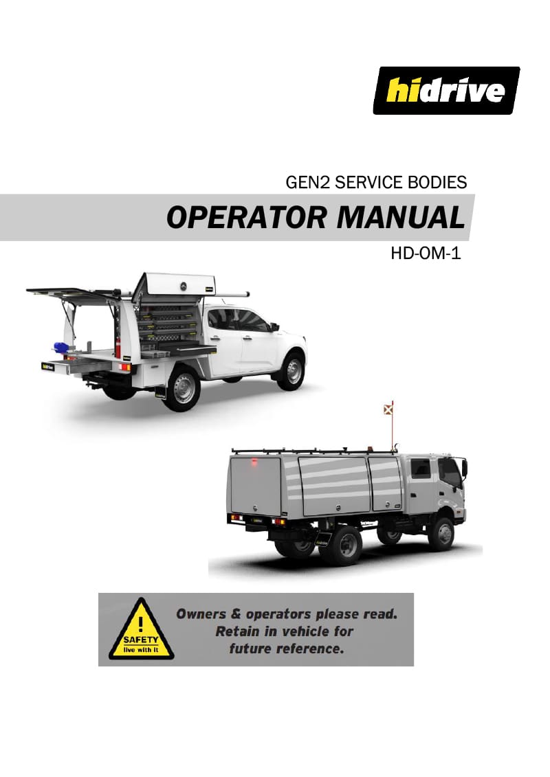 GEN2 Hidirve Service body Manual Operator